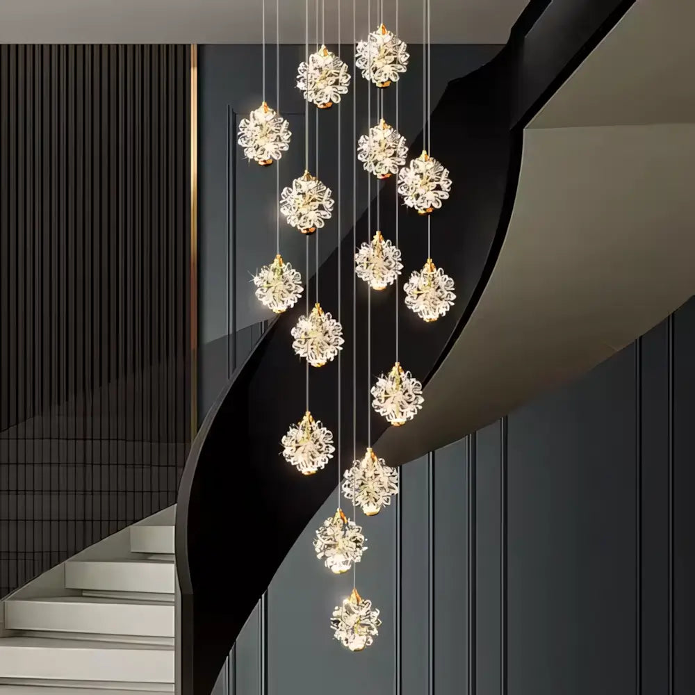 Luminária Pendente Cristal Dourado Moderno Minimalista Vidro Radiant