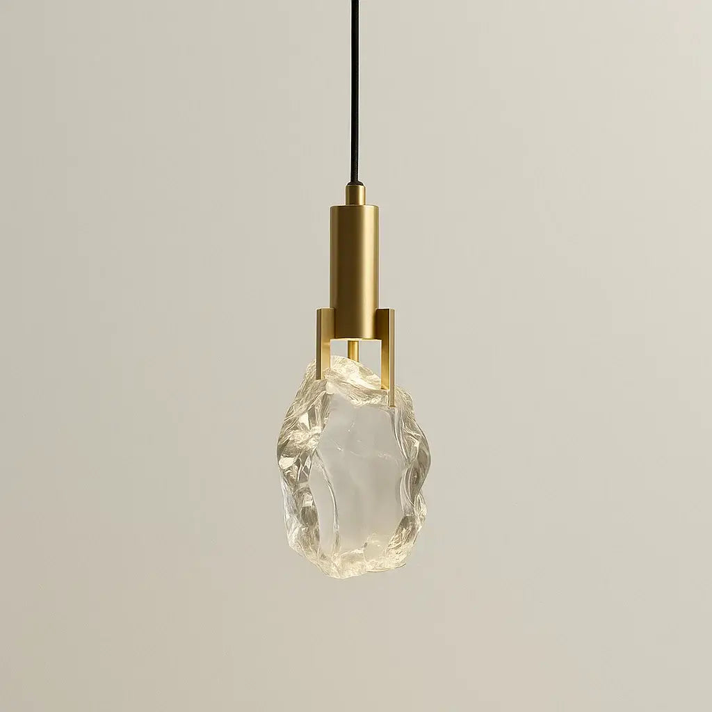 Luminária Pendente Cristal Moderno Minimalista Dourado Radiant