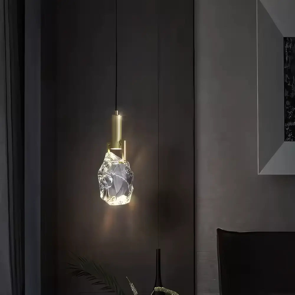 Luminaria Pendente Cristal Moderno Minimalista Dourado Radiant