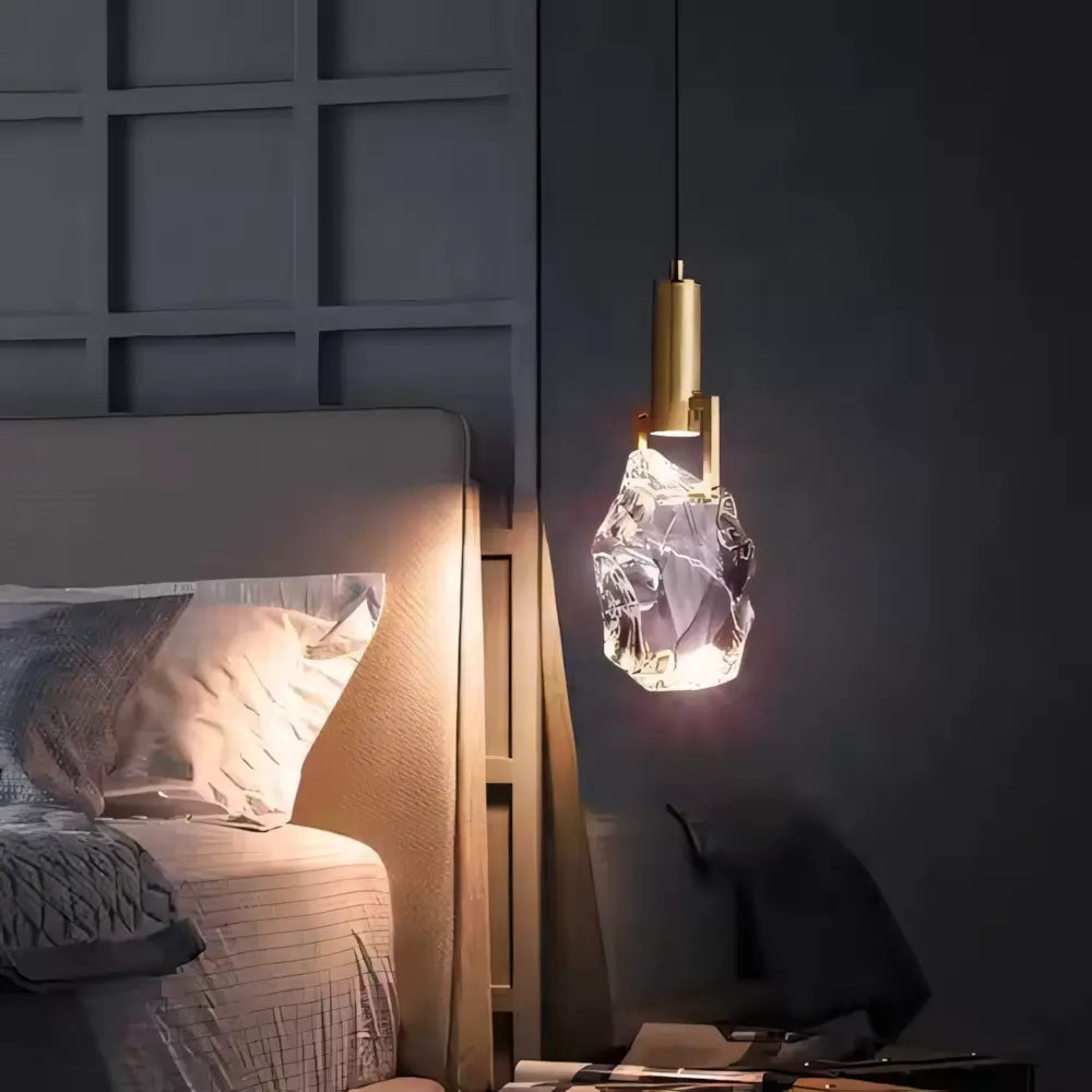 Luminaria Pendente Cristal Moderno Minimalista Dourado Radiant