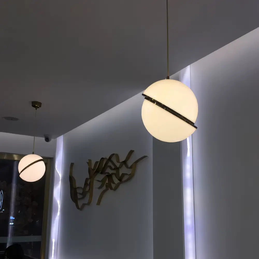 Luminaria Pendente Dourado Bola Moderno Radiant