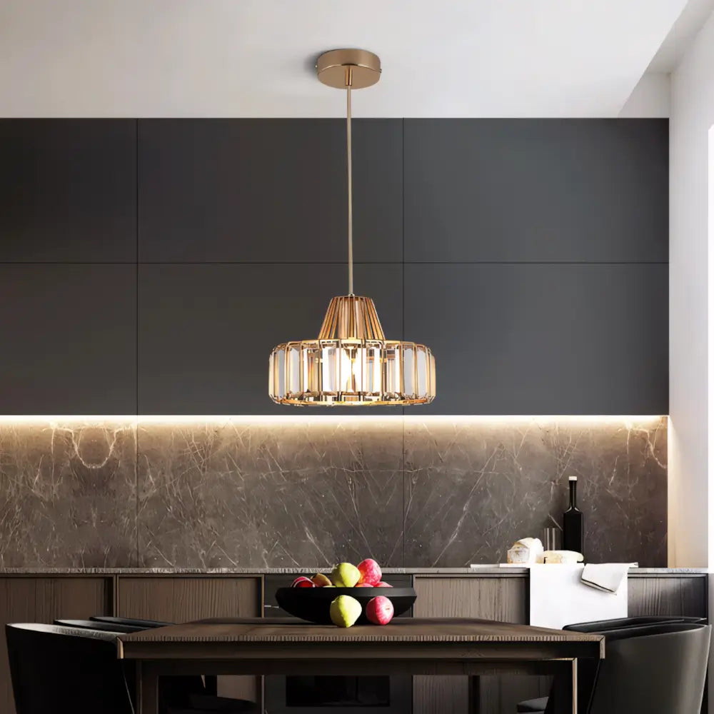 Luminaria Pendente Dourado Cristal Moderno Minimalista Radiant