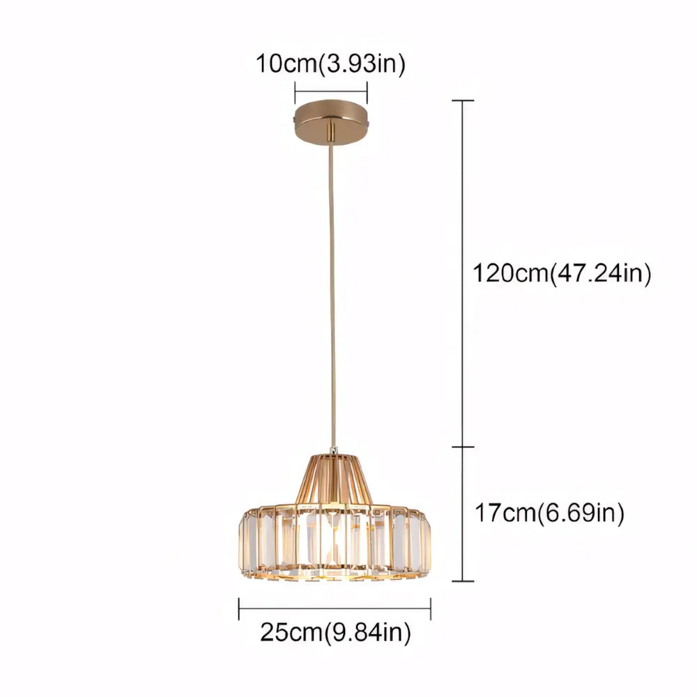 Luminaria Pendente Dourado Cristal Moderno Minimalista Radiant