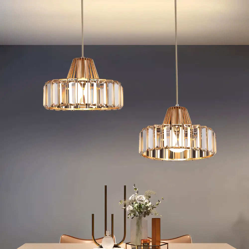 Luminaria Pendente Dourado Cristal Moderno Minimalista Radiant