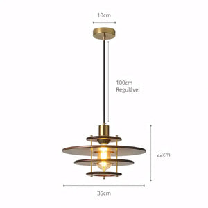 Luminaria Pendente Madeira Disco Moderno Vintage Radiant