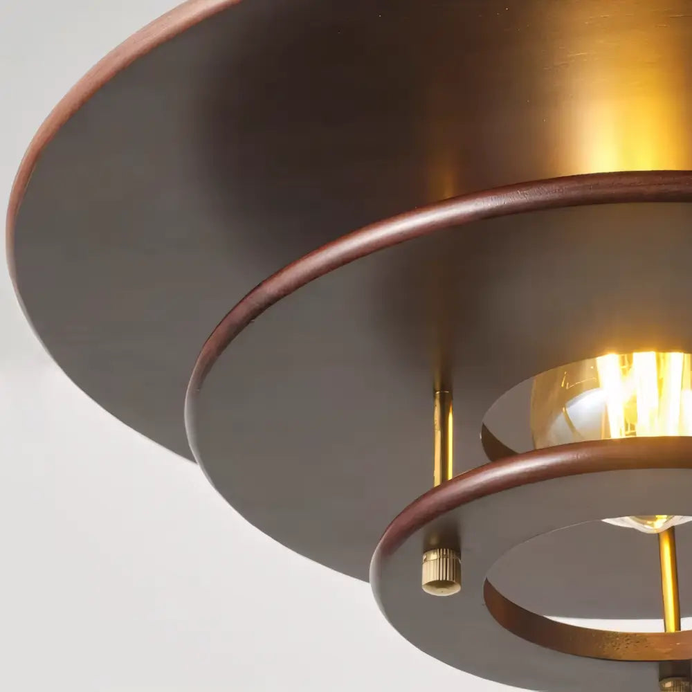 Luminaria Pendente Madeira Disco Moderno Vintage Radiant