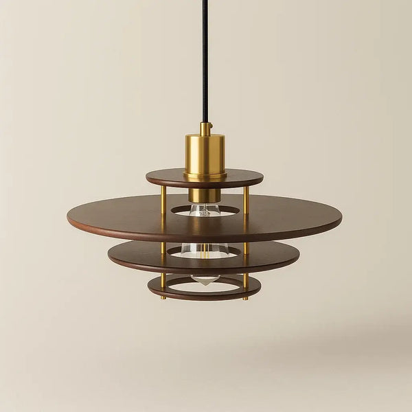 Luminária Pendente Madeira Disco Moderno Vintage Radiant