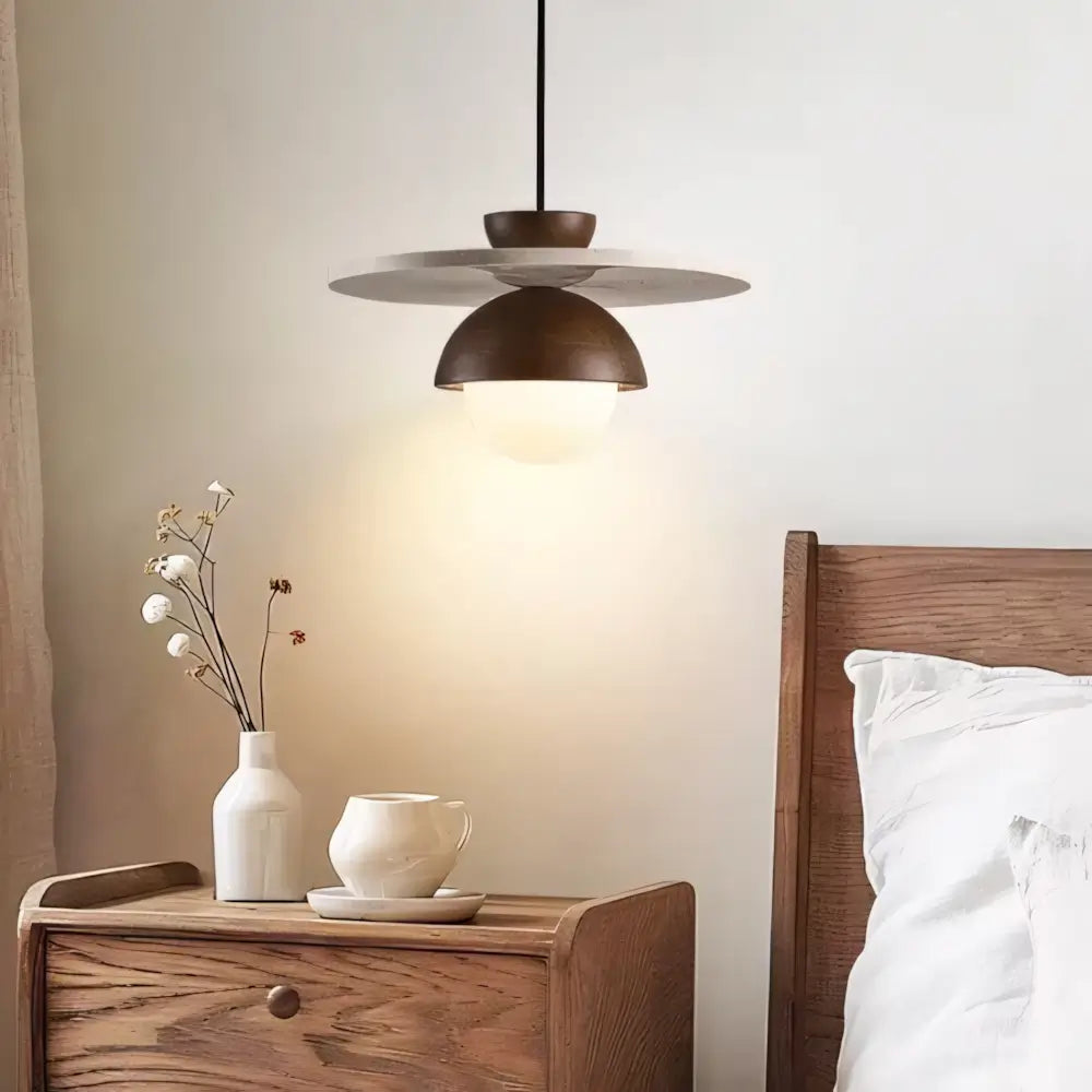 Luminaria Pendente Madeira Marmore Moderna Minimalista Radiant