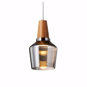 Luminaria Pendente Madeira Vidro Moderna Radiant