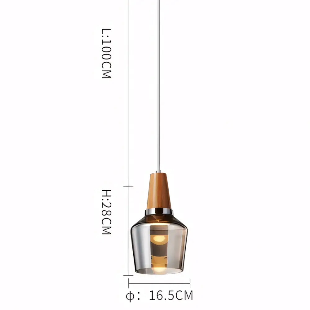 Luminaria Pendente Madeira Vidro Moderna Radiant