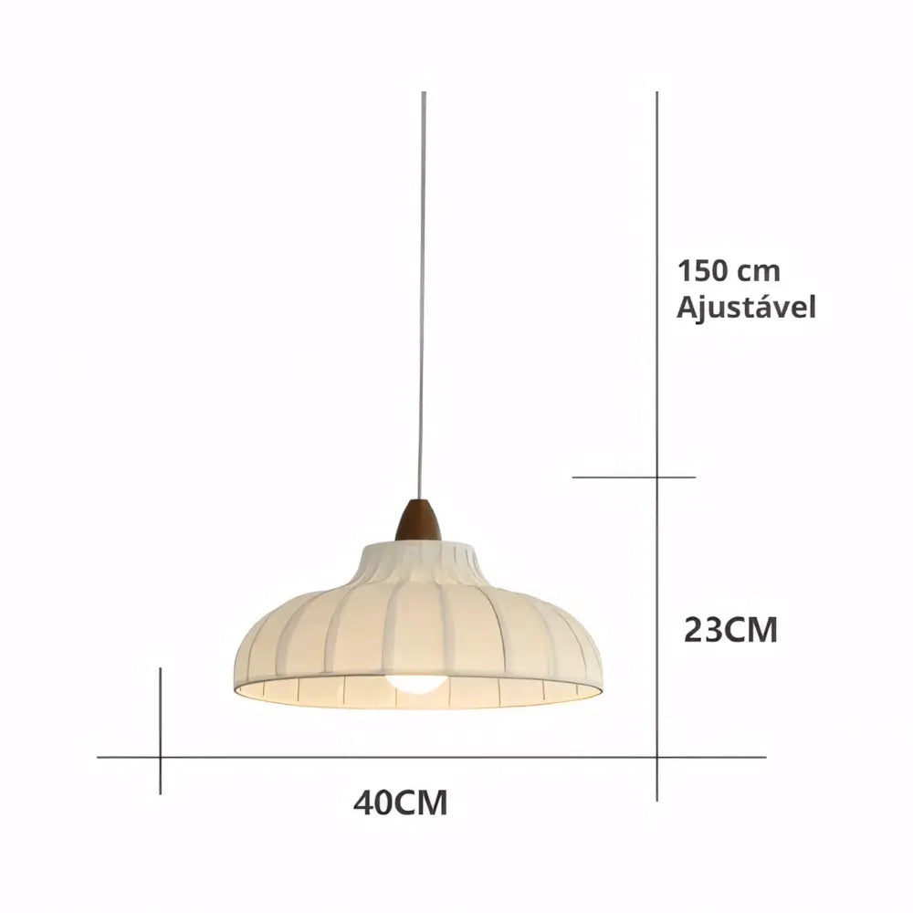 Luminaria Pendente Moderno Minimalista Madeira Tecido Radiant