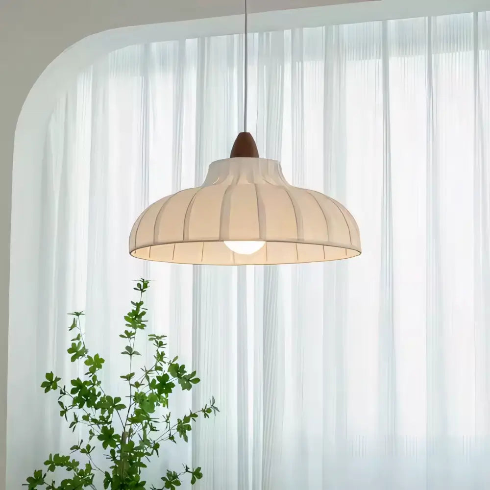Luminaria Pendente Moderno Minimalista Madeira Tecido Radiant
