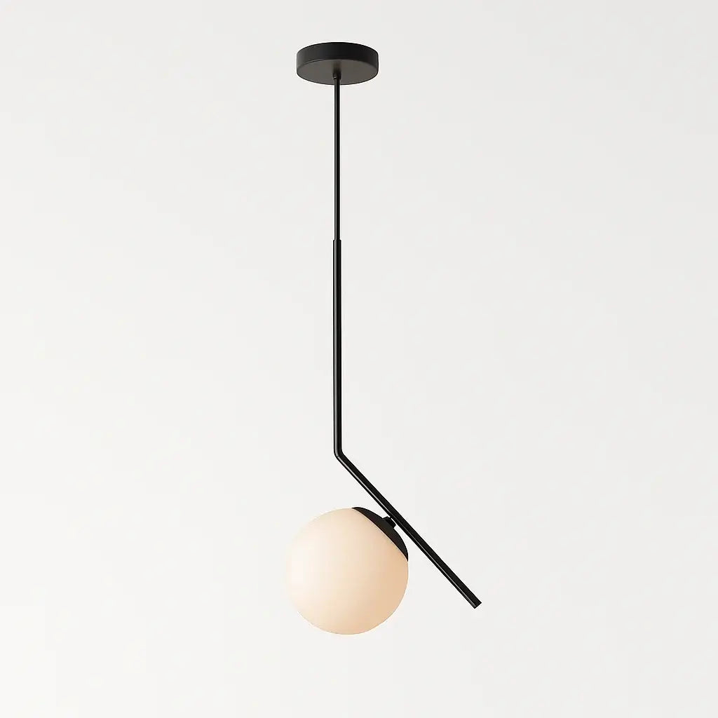Luminária Pendente Moderno em Metal e Vidro Opalino – Linha Orbit