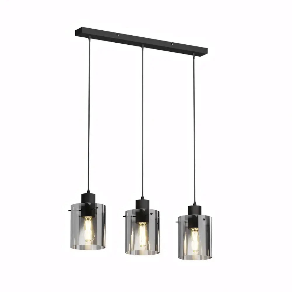 Luminária Pendente Preto Triplo Vidro Moderno Radiant 