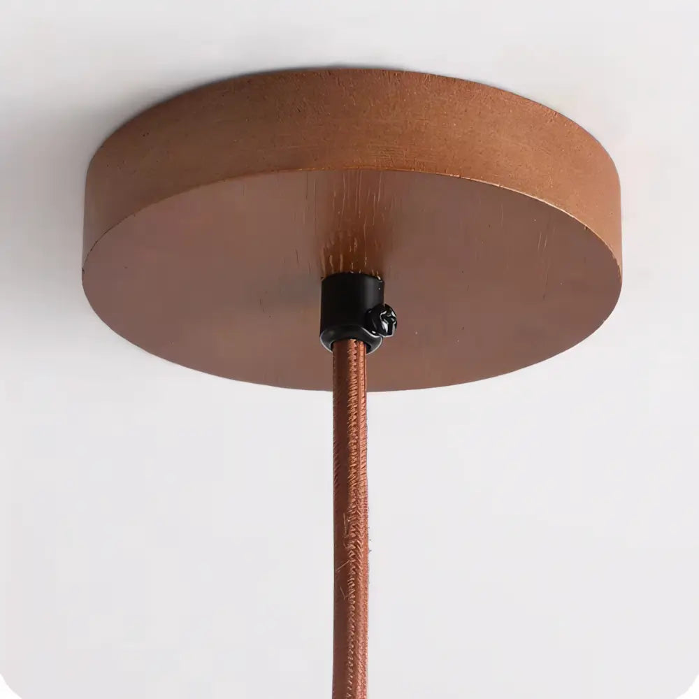 Luminária Pendente Rústica de Madeira e Pedra Mármore Modelo Round