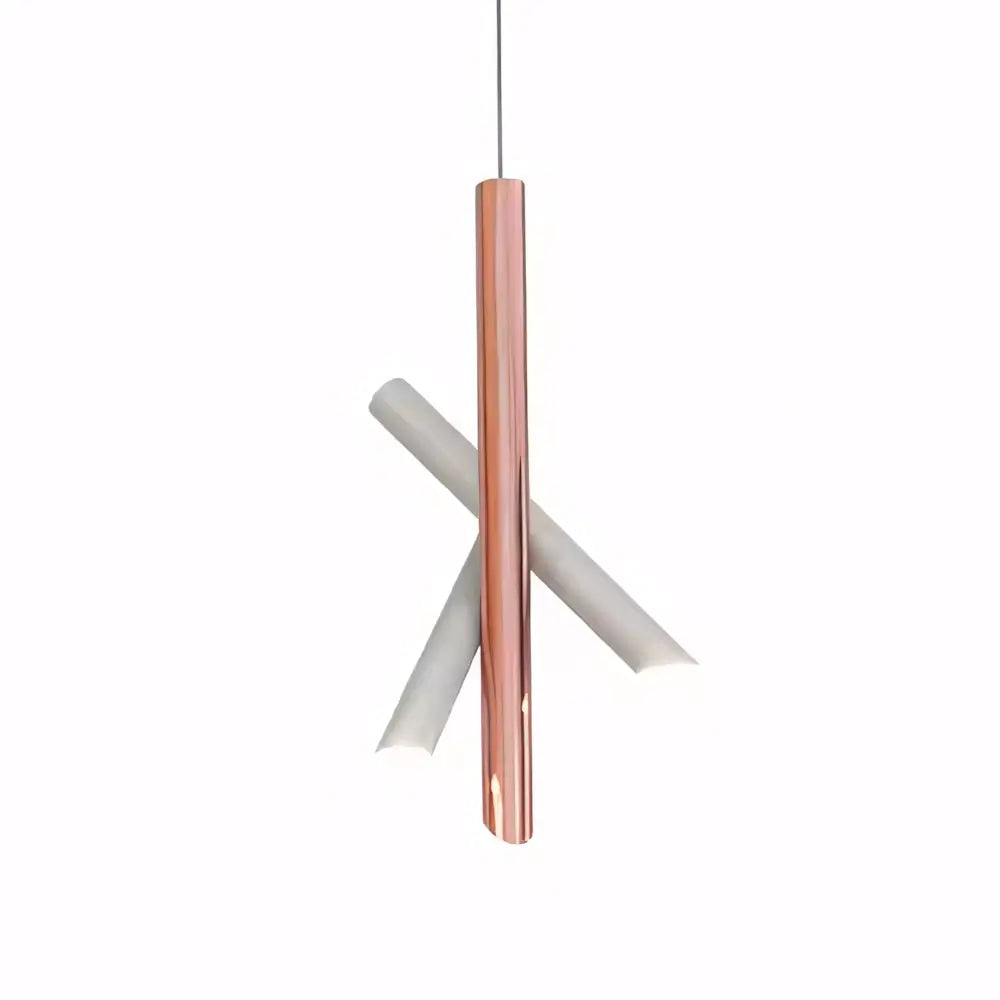Luminaria Pendente Tubo Triplo Moderno Minimalista Radiant Ouro Rosa