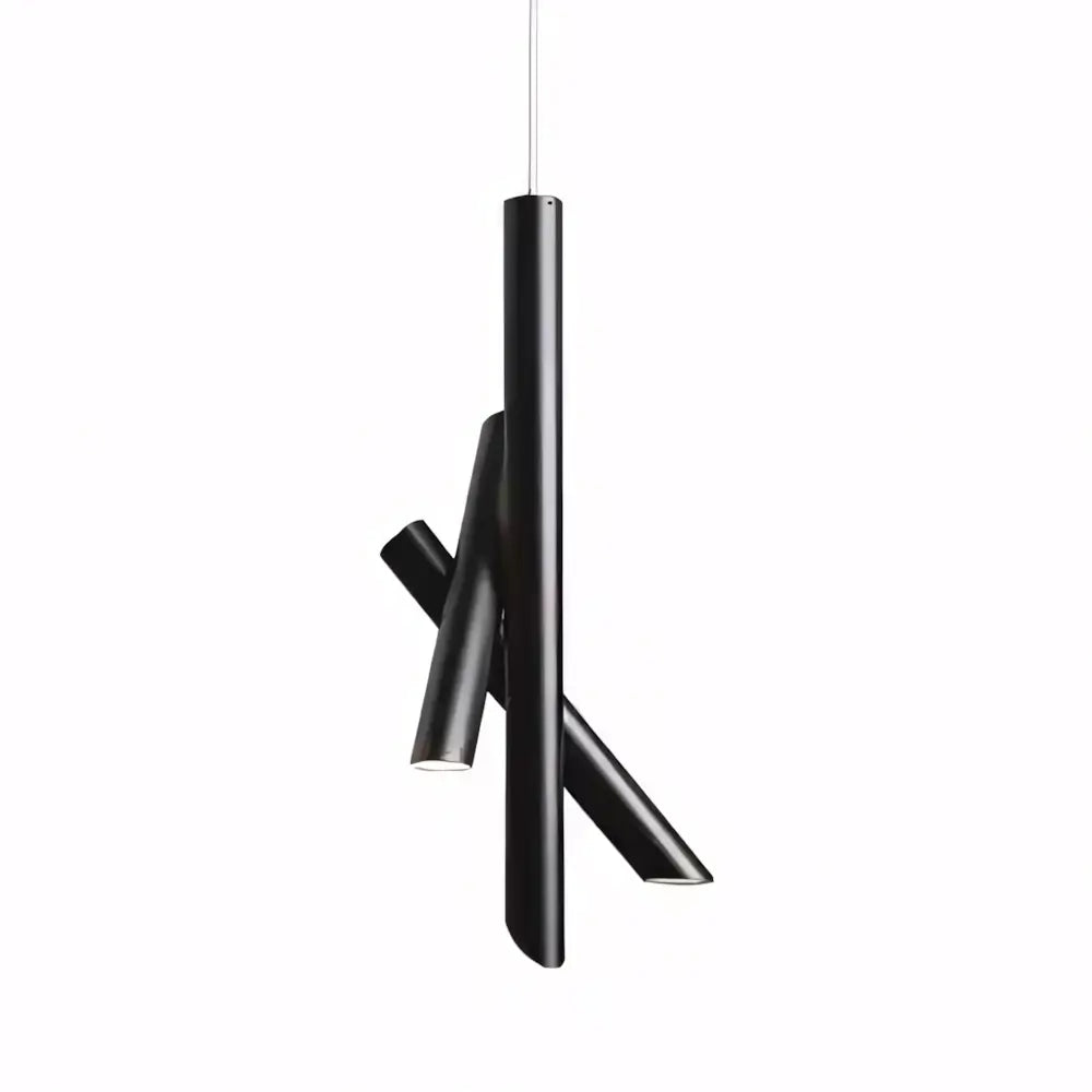 Luminaria Pendente Tubo Triplo Moderno Minimalista Radiant Preto