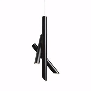 Luminaria Pendente Tubo Triplo Moderno Minimalista Radiant Preto