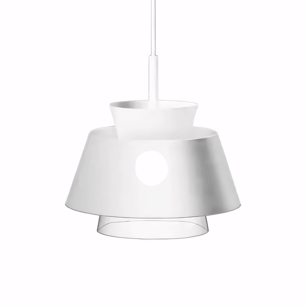 Luminaria Pendente Vidro Moderno Minimalista Metal Radiant Branco