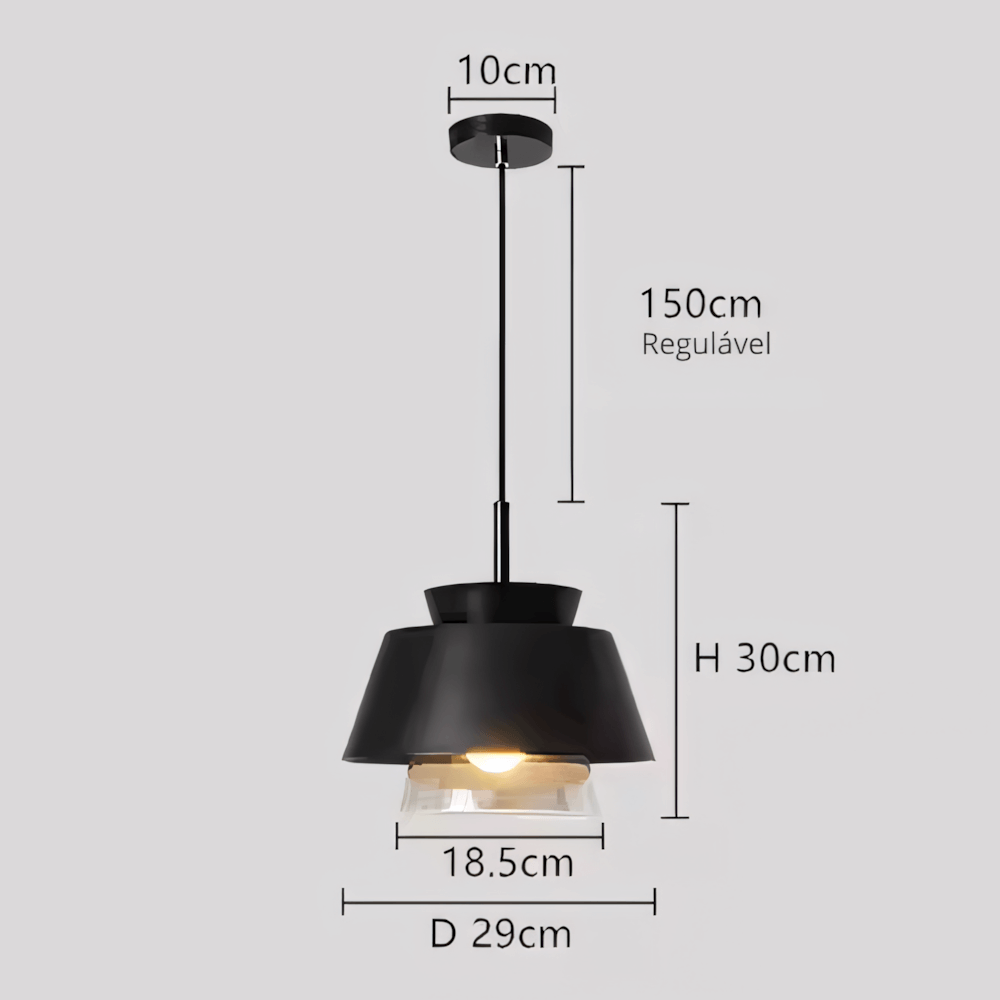 Luminaria Pendente Vidro Moderno Minimalista Metal Radiant