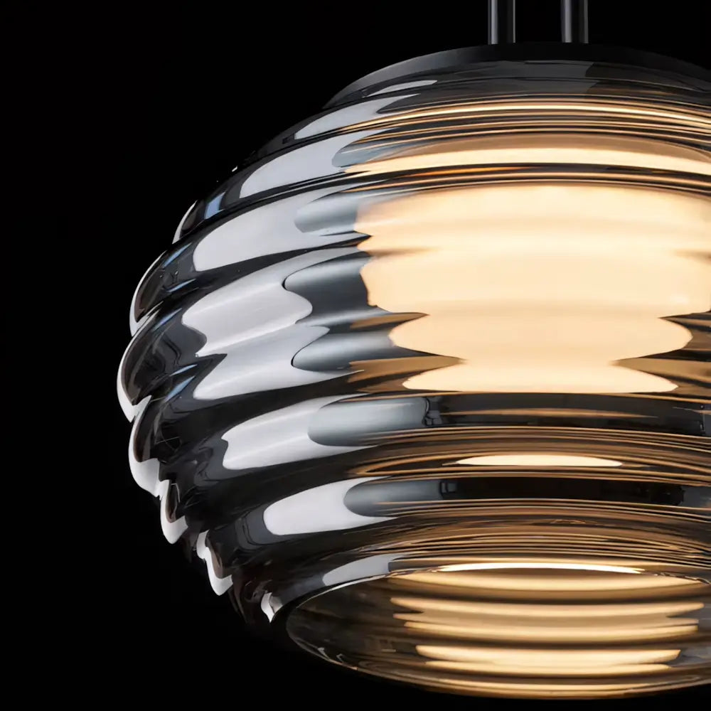 Luminaria Pendente Vidro Moderno Minimalista Preto Radiant