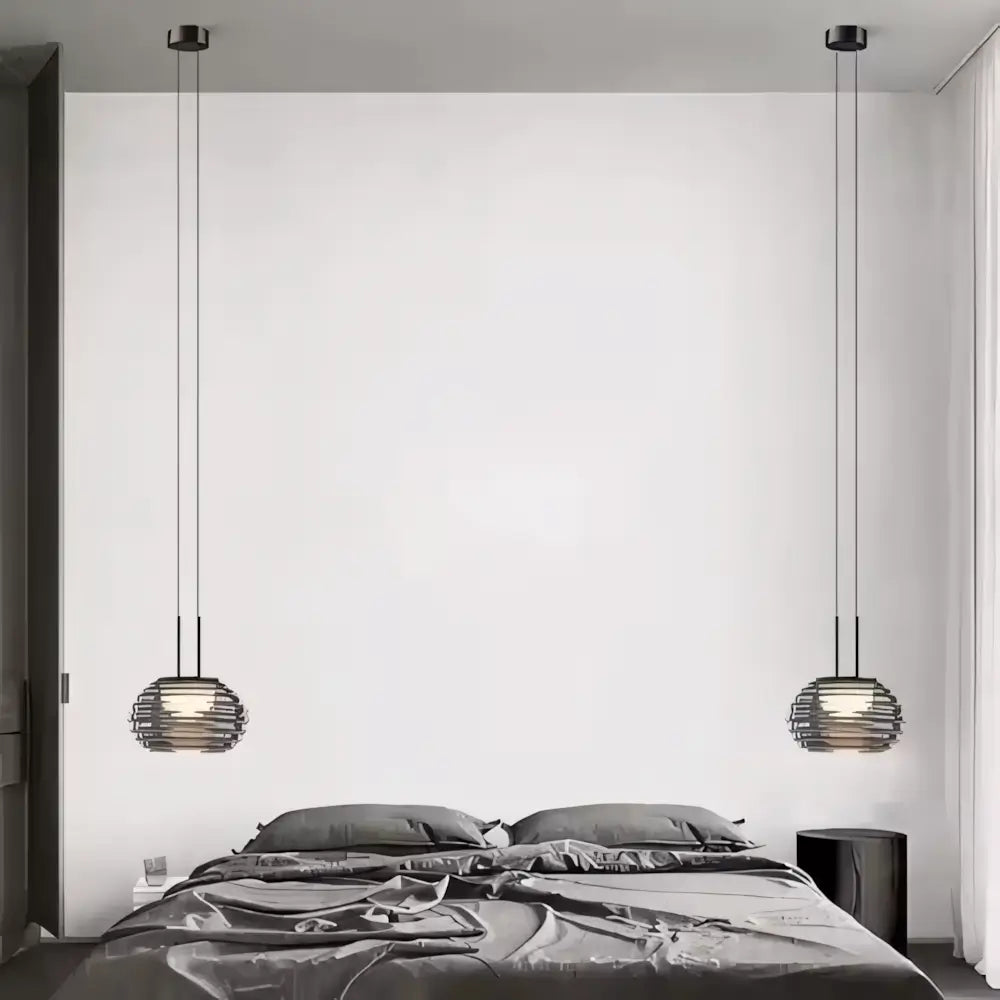 Luminaria Pendente Vidro Moderno Minimalista Preto Radiant