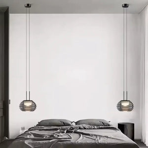 Luminaria Pendente Vidro Moderno Minimalista Preto Radiant