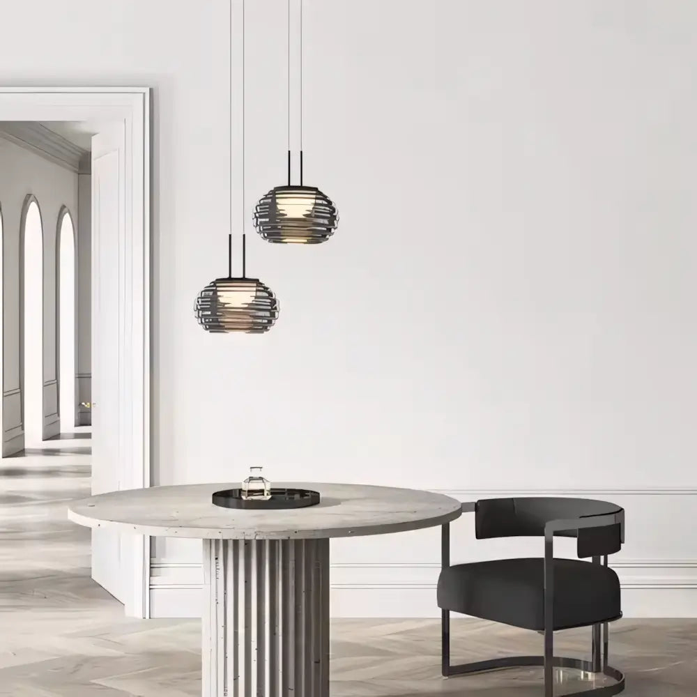 Luminaria Pendente Vidro Moderno Minimalista Preto Radiant