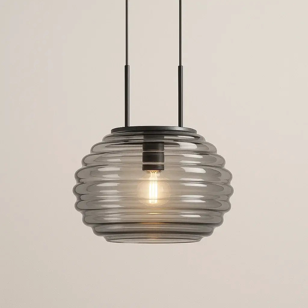 Luminária Pendente Vidro Moderno Minimalista Preto Radiant