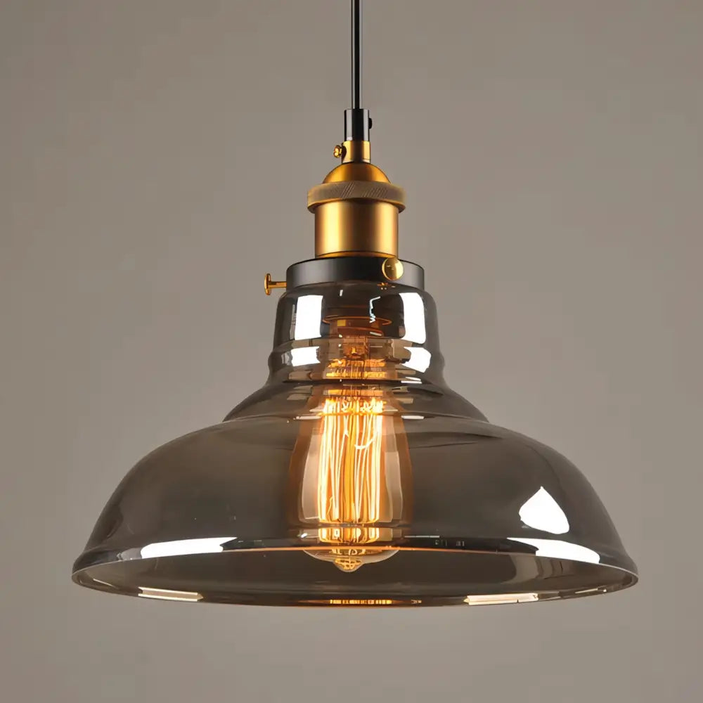 Luminaria Pendente Vidro Preto Fume Moderno Minimalista Radiant