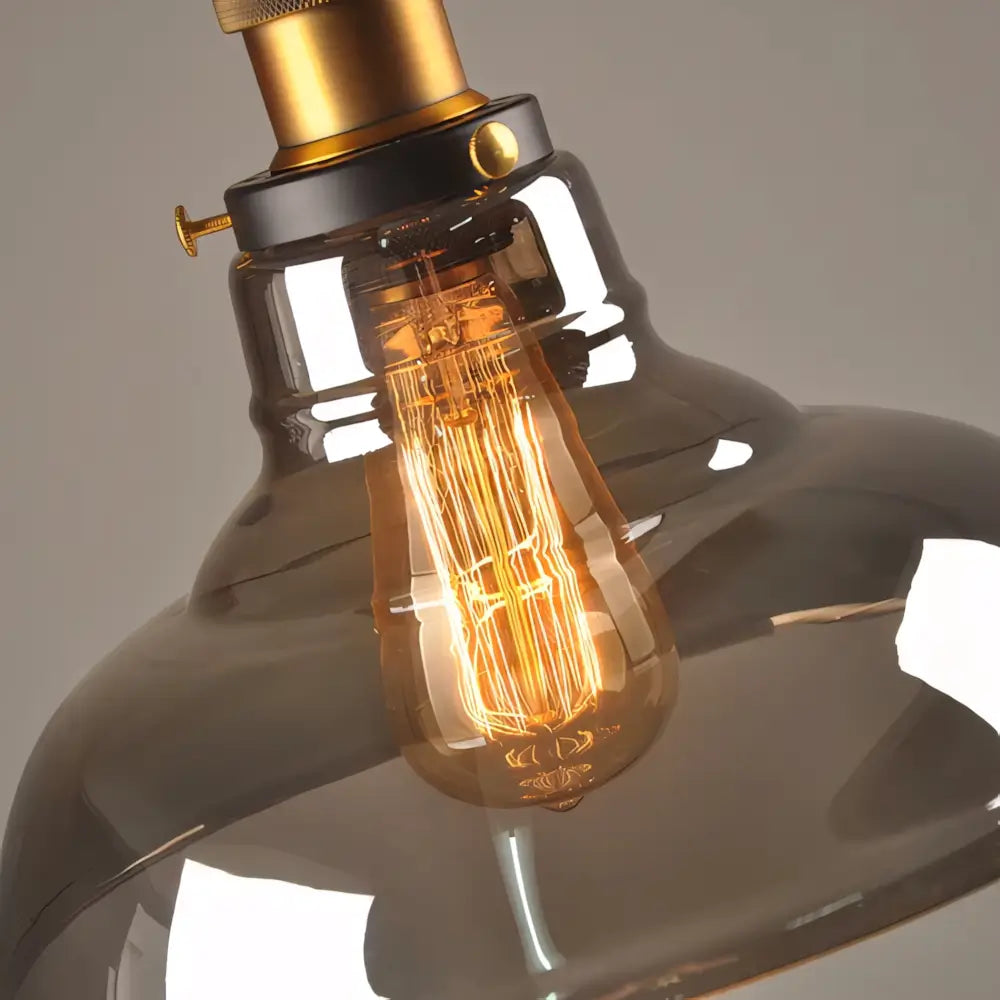 Luminaria Pendente Vidro Preto Fume Moderno Minimalista Radiant