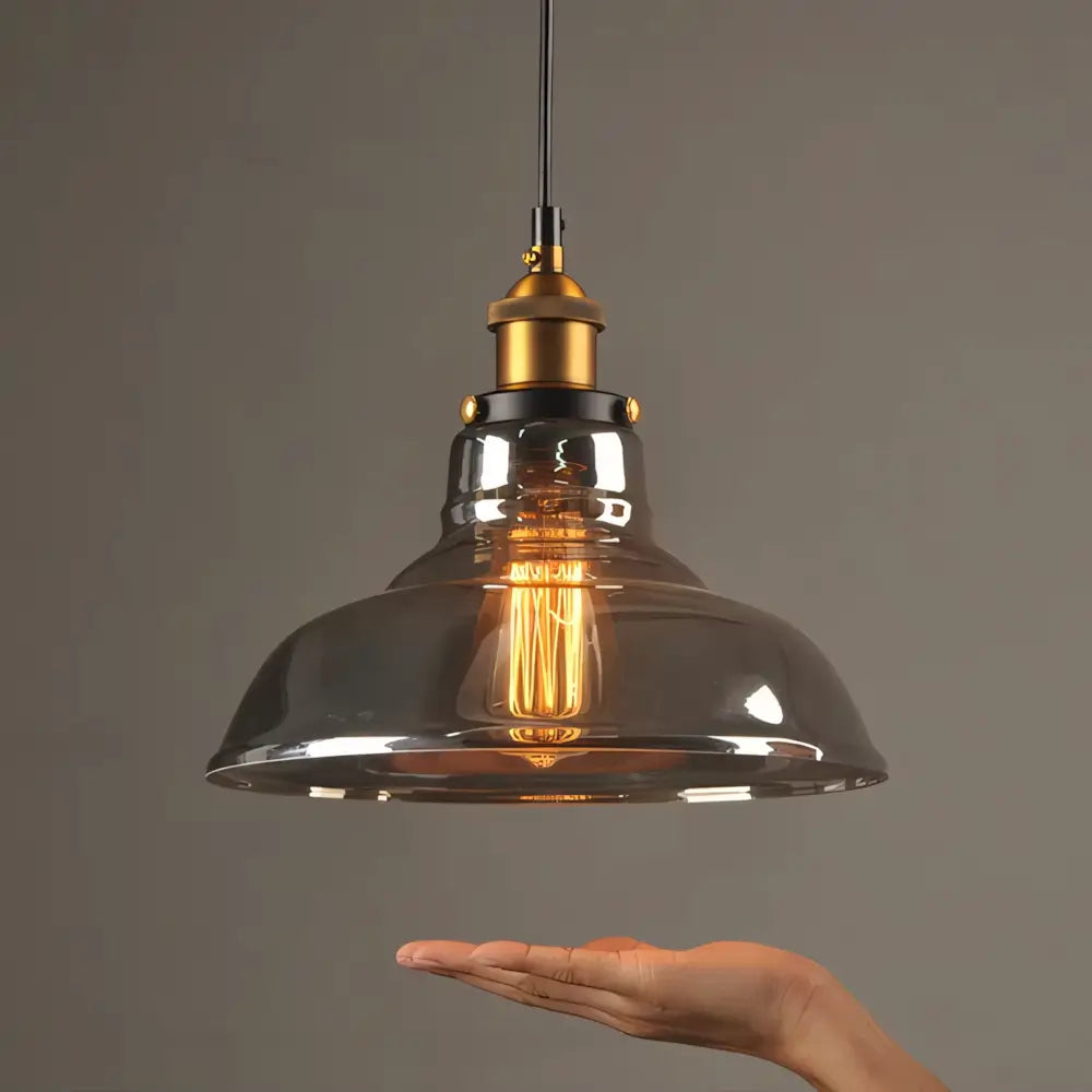 Luminaria Pendente Vidro Preto Fume Moderno Minimalista Radiant
