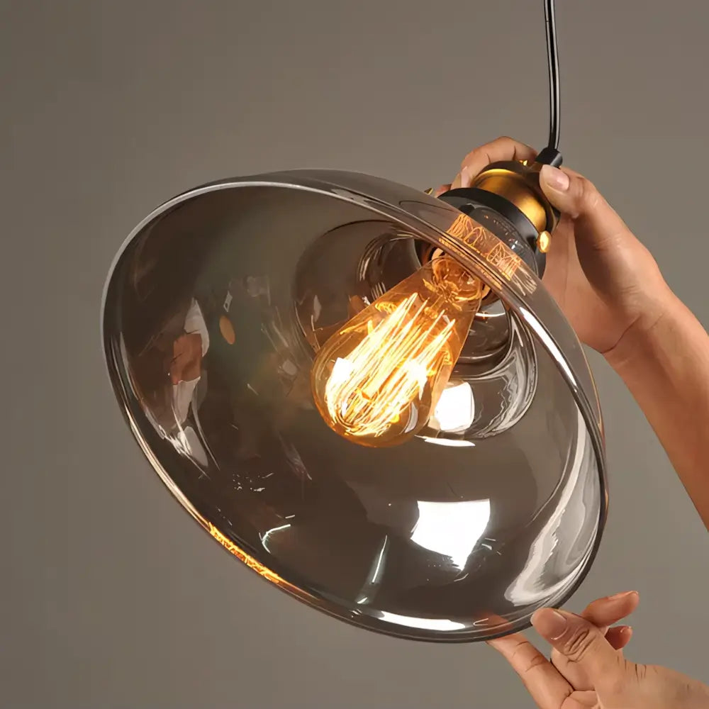 Luminaria Pendente Vidro Preto Fume Moderno Minimalista Radiant