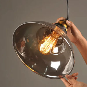 Luminaria Pendente Vidro Preto Fume Moderno Minimalista Radiant