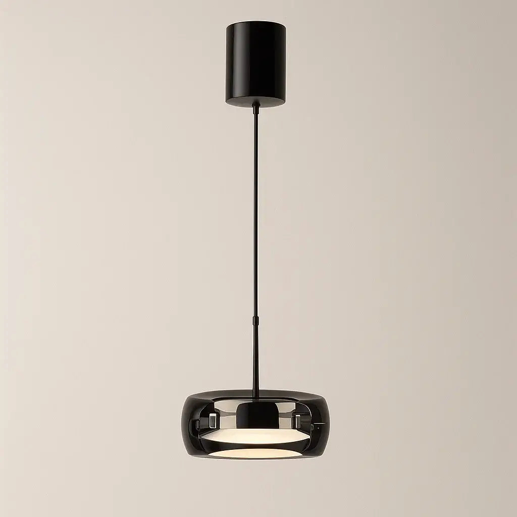 Luminária Pendente Vidro Preto Moderno Minimalista Radiant