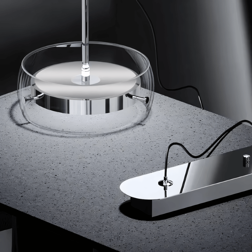 Luminaria Pendente Vidro Preto Moderno Minimalista Radiant