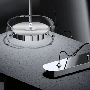 Luminaria Pendente Vidro Preto Moderno Minimalista Radiant