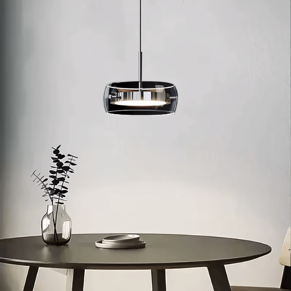 Luminaria Pendente Vidro Preto Moderno Minimalista Radiant