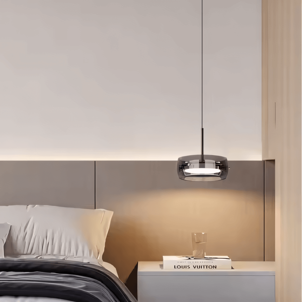 Luminaria Pendente Vidro Preto Moderno Minimalista Radiant