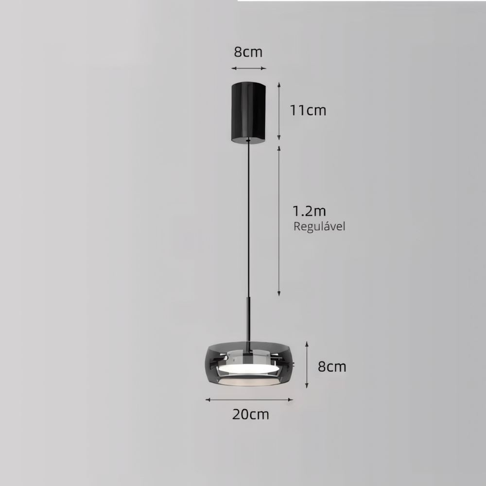 Luminaria Pendente Vidro Preto Moderno Minimalista Radiant