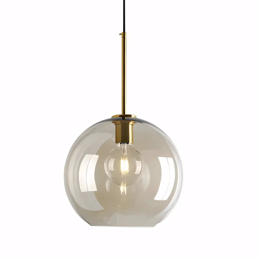 Luminária Pendente de Vidro Bola Globo Industrial Âmbar