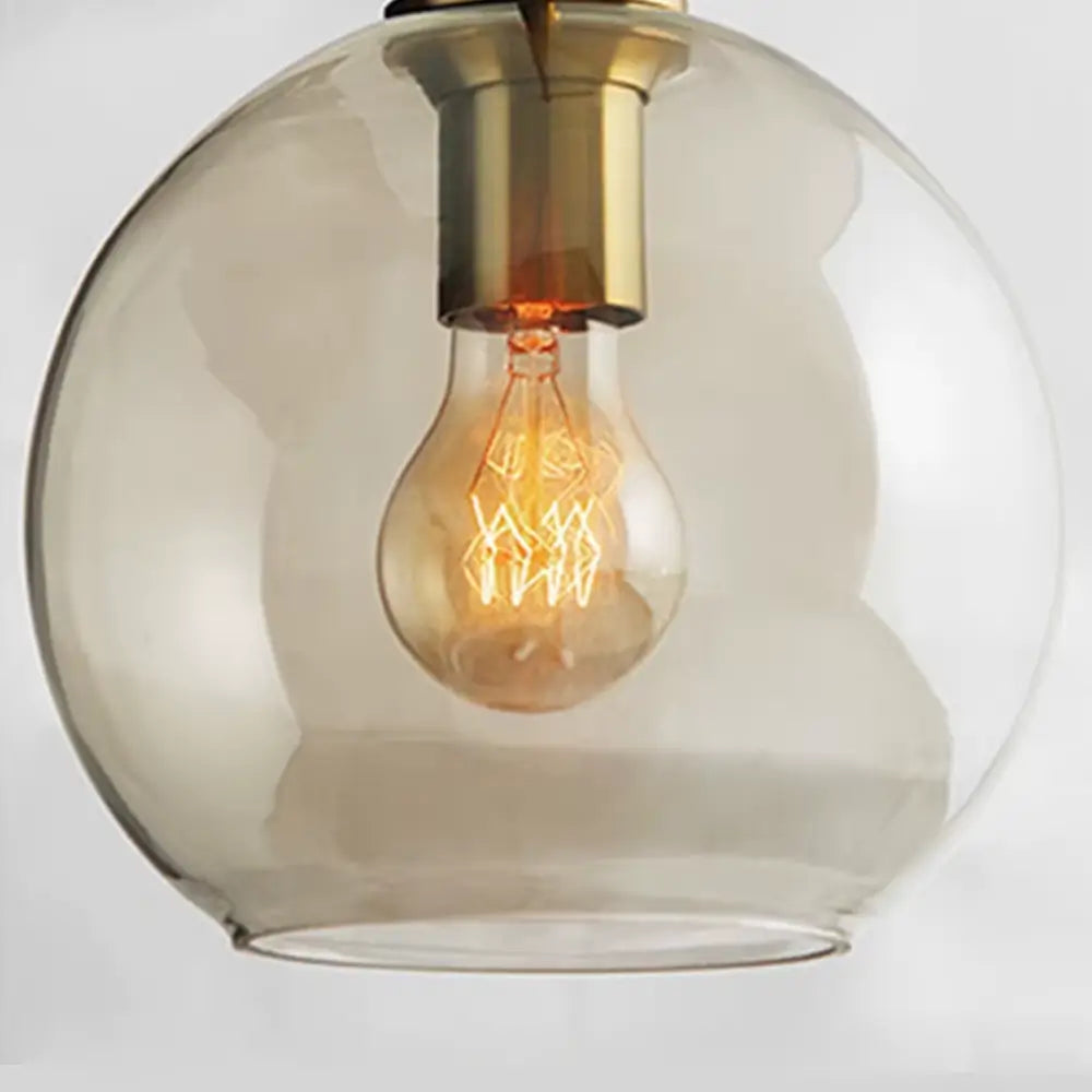 Luminária Pendente de Vidro Bola Globo Industrial Âmbar