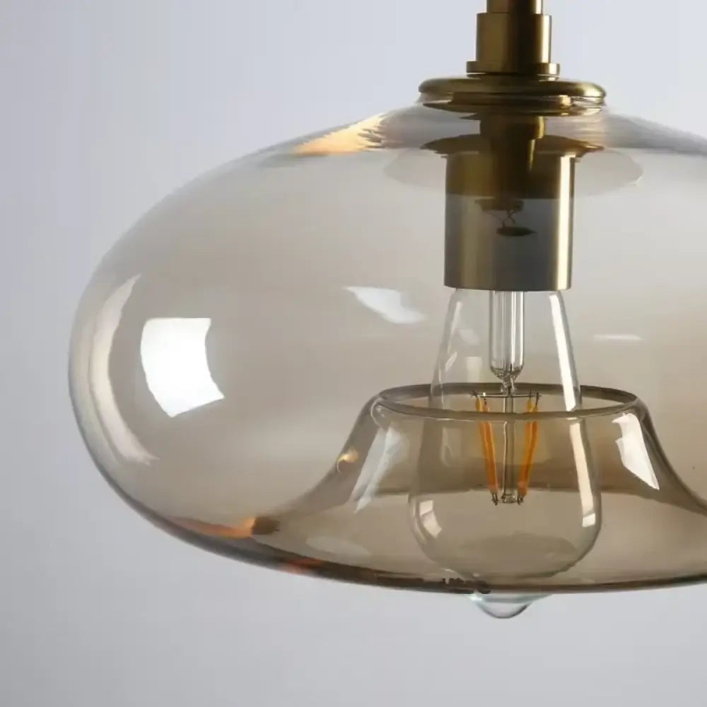 Luminária Pendente de Vidro Bola Globo Industrial Âmbar