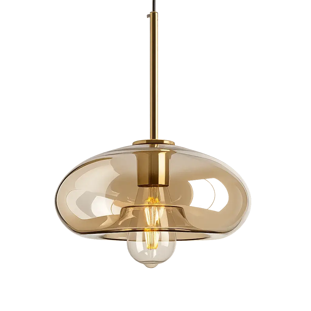 Luminária Pendente de Vidro Bola Globo Industrial Âmbar