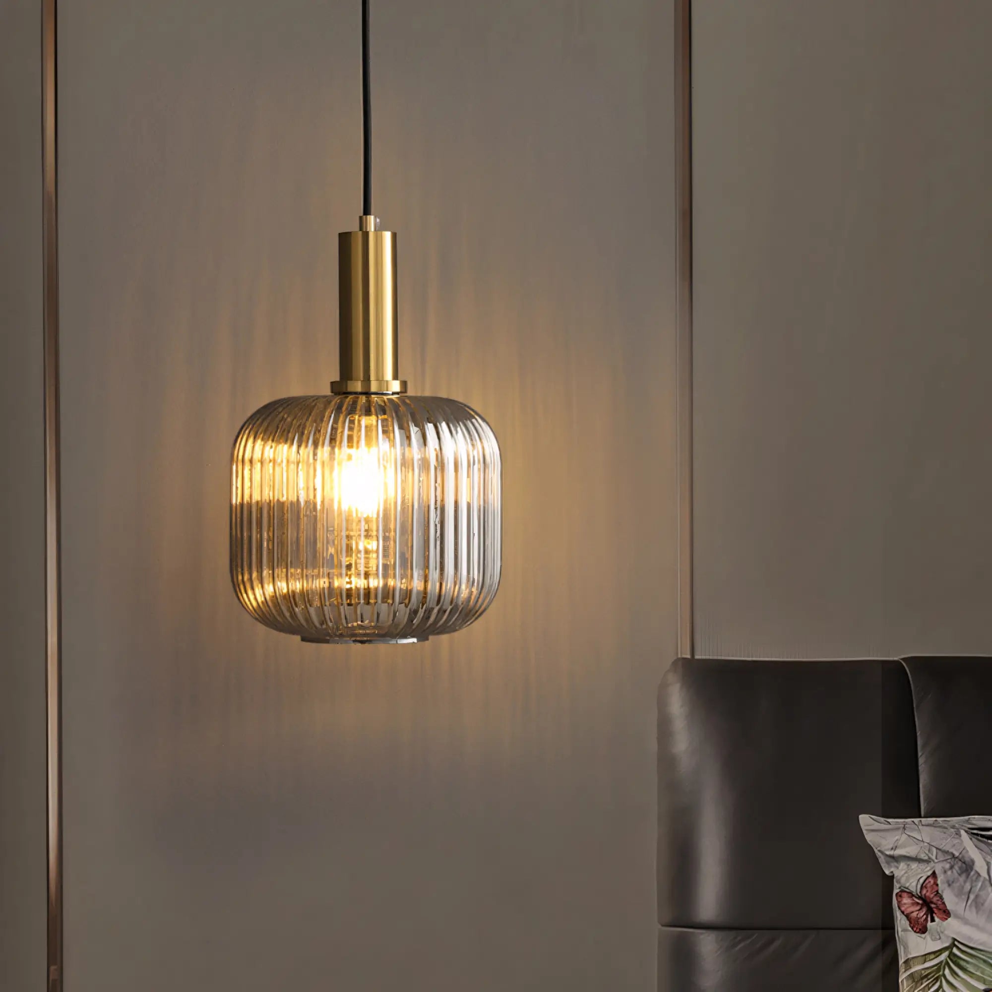 Luminária Pendente de Vidro Texturizado Retrô Moderno Opaline