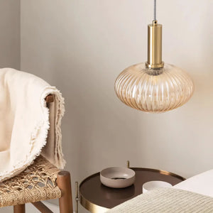 Luminária Pendente de Vidro Texturizado Retrô Moderno Opaline