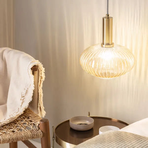 Luminária Pendente de Vidro Texturizado Retrô Moderno Opaline