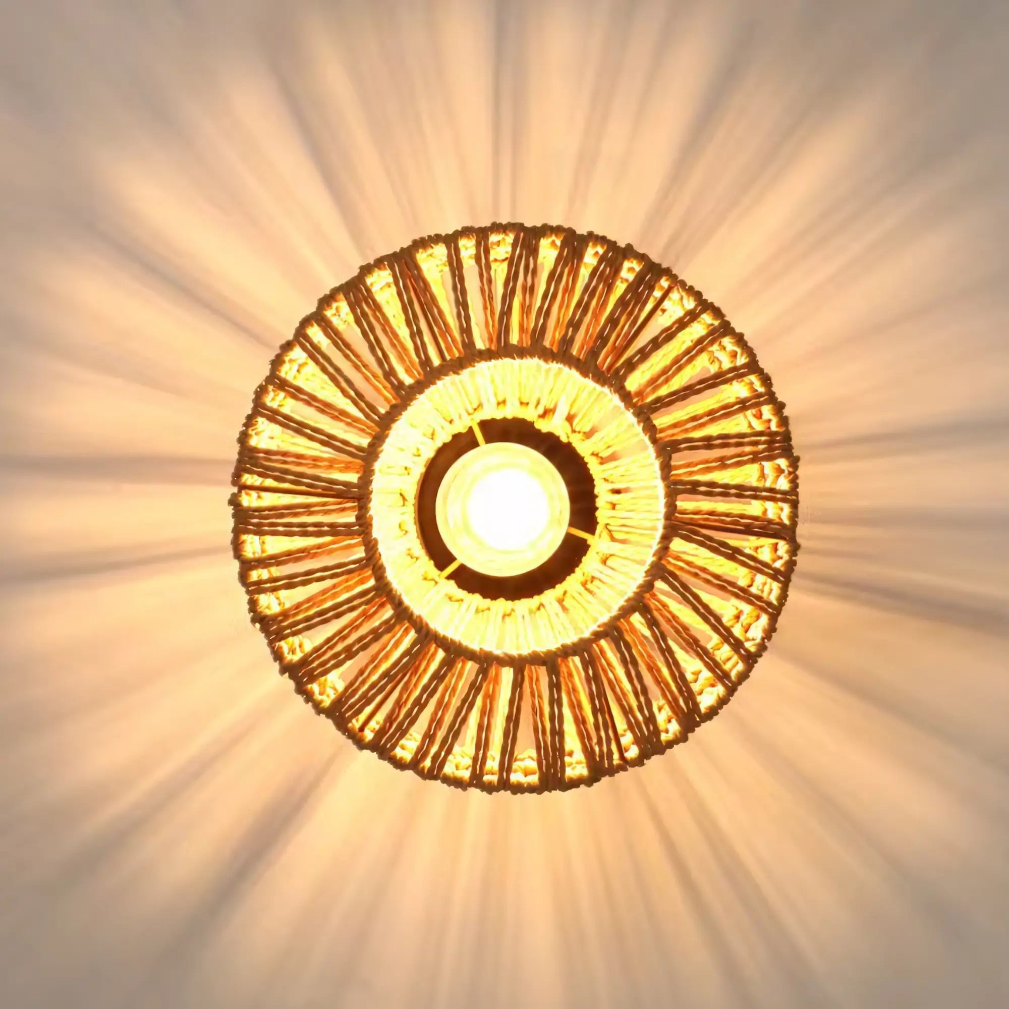 Luminária Plafon Sobrepor Artesanal Rattan Vime Boho