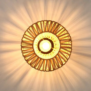 Luminária Plafon Sobrepor Artesanal Rattan Vime Boho