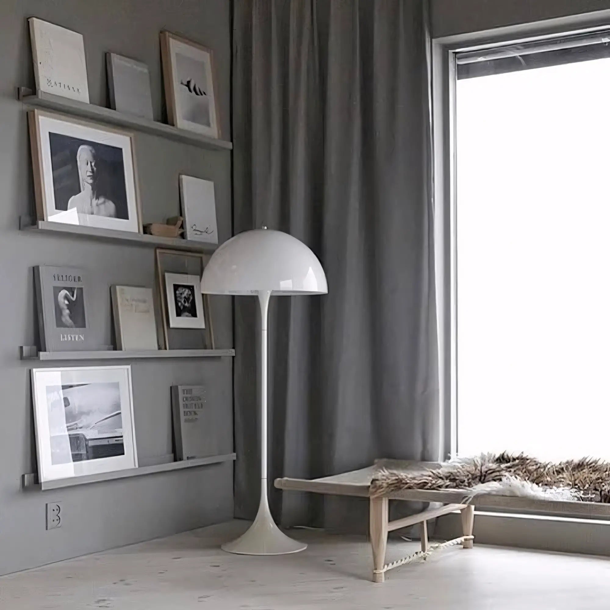 Luminária de Chão Cogumelo Moderna Minimalista Panthella branco